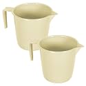 Kuber Industries Pack of 2 Multi-Functional 1.5 LTR Plastic Mug for Bathroom | Durable for Daily Use in Bathrooms | Sturdy and Lightweight Bathing Mug for Rinsing and Showering | Beige