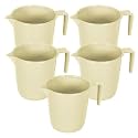 Kuber Industries Bathroom Mug | Plastic Bath Mug for Bathroom | Bath Mug | Mug for Bathroom | Mug for Toilet | Washroom Jug | 111 Bath Mug | 1 LTR | Pack of 5 | Beige
