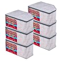 Kuber Industries Blouse Cover | Clothes Storage Bag | Zipper Closure Wardrobe Organizers | Clothes Organizer With Transparent Window | Jute Printed Clothes Bag | Pack Of 6 | Gray, 20 Cm, 27 Cm