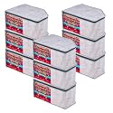 Kuber Industries Blouse Cover | Clothes Storage Bag | Zipper Closure Wardrobe Organizers | Clothes Organizer With Transparent Window | Jute Printed Clothes Bag | Pack Of 9 | Gray, 27 Cm