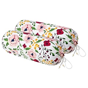 kuber industries bolster coversoft bolster pillow cover for bedroom living roombolster cover set of 2white amp pink