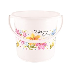 kuber industries bucket 16 litre  balti for bathroom  plastic bucket for mopping  water bucket for kitchen  flower print  white