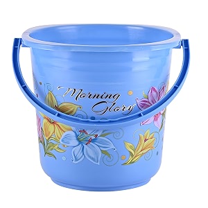 kuber industries bucket 16 litre  balti for bathroom  plastic bucket for mopping  water bucket for kitchen  flower print  blue