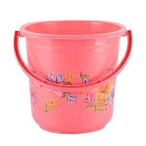 kuber industries bucket 16 litre  balti for bathroom  plastic bucket for mopping  water bucket for kitchen  flower print  pink