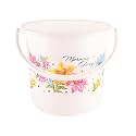 Kuber Industries Bucket 16 Litre | Balti for Bathroom | Plastic Bucket for Mopping | Water Bucket for Kitchen | Flower Print | White
