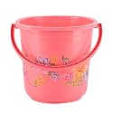 Kuber Industries Bucket 16 Litre | Balti for Bathroom | Plastic Bucket for Mopping | Water Bucket for Kitchen | Flower Print | Pink