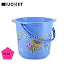 Kuber Industries Pack of 6 Bucket 16 Litre | Balti for Bathroom | Plastic Bucket for Mopping | Water Bucket for Kitchen | Flower Print | Blue