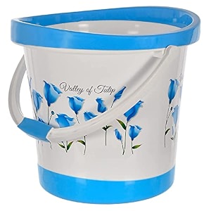 kuber industries bucketplastic bucket for bathroomtulip flower bucket for bathingunbreakable bucket with handle18 liter blue