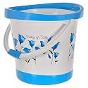 Kuber Industries Bucket|Plastic Bucket for Bathroom|Tulip Flower Bucket for Bathing|Unbreakable Bucket with Handle|18 Liter (Blue)