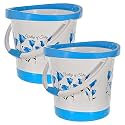 Kuber Industries (Pack of 2) 18LTR Plastic Bucket for Bathroom | Multipurpose Water Storage Cleaning Bath Bucket/Balti - Ideal for Home and Office | Tulip Flower Print - Blue