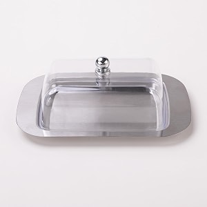 kuber industries butter box container  steel butter dish box  cheese storage keeper tray  butter keeper container  butter storage container tray  butter tray  11008-d  silver
