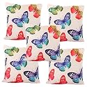 Kuber Industries Butterfly Design Cotton Decorative Cushion Covers (16 X 16 Inches) Set of 5,Cream - CTKTC040301