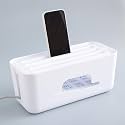 Kuber Industries Cable Management Box - Wire Organizer For Home Office Desk - Cord Organizer - WiFi Router Storage - Wire Finishing Box - Wire Extension Board - 714 White