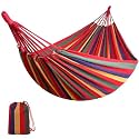 Kuber Industries Canvas Travel Hammock |Garden Hammock Swing for Adults|130 KG Load Bearing Capicity|Including 2 Rope, 1 Bag (Red &amp; Yellow)