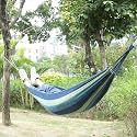 Kuber Industries Canvas Travel Hammock |Garden Hammock Swing for Adults|160 KG Load Bearing Capicity|Including 2 Rope, 1 Bag (Blue &amp; Green)