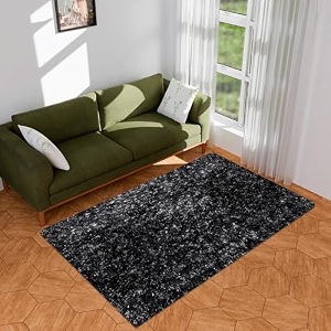 kuber industries shaggy fluffy carpet for living room amp bedroom  lexus home decor for floor carpet rug  non-slip bedside rug  3x5 feet  grey