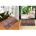 Kuber Industries Carpet | Shaggy Carpet for Living Room | Fluffy Door Mat | Lexus Home Decor Carpet &amp; Door Mat Combo | Floor Carpet Rug &amp; Door Mat Set | Set of 2 | Brown