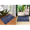 Kuber Industries Carpet | Shaggy Carpet for Living Room | Fluffy Door Mat | Lexus Home Decor Carpet &amp; Door Mat Combo | Floor Carpet Rug &amp; Door Mat Set | Set of 2 | Blue
