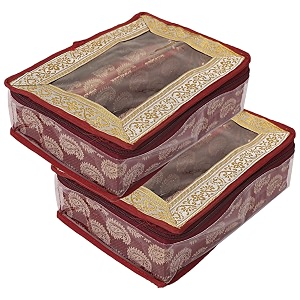 kuber industries carry design laminated 2 rod box organizer for bangle watches bracelets jewellery with tranasparent top - pack of 2 maroon-47km080