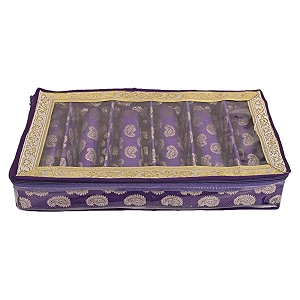 kuber industries carry design laminated 6 rod box organizer for bangle watches bracelets jewellery with tranasparent top purple-47km070