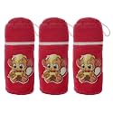 Kuber Industries Cartoon Printed Velvet Newborn Baby Feeding Bottle Cover, Pack of 3 (Pink)