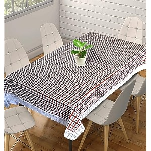 kuber industries check print table cloth 6 seaterwaterproof dining table cover 6 seatertable protector for indoor amp outdoor 90x60 maroon