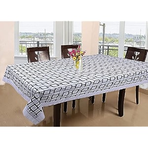 kuber industries checkered print table cloth 6 seaterwaterproof dining table cover 6 seatertable protector for indoor amp outdoor 90x60 grey