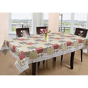 kuber industries checkered print table cloth 6 seaterwaterproof dining table cover 6 seatertable protector for indoor amp outdoor 90x60 multi