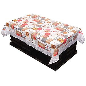 kuber industries checks print table cloth 4 seaterwaterproof center table covertable protector for indoor amp outdoor 60x40 cream