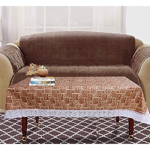 kuber industries checks print table cloth 4 seaterwaterproof center table covertable protector for indoor amp outdoor 60x40 brown