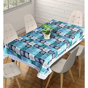kuber industries checks print table cloth 6 seaterwaterproof dining table cover 6 seatertable protector for indoor amp outdoor 90x60 multi