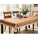Kuber Industries Checks Print Table Cloth 6 Seater|Waterproof Dining Table Cover 6 Seater|Table Protector for Indoor &amp; Outdoor 90x60 (Brown)