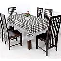 Kuber Industries Checks Print Table Cloth 6 Seater|Waterproof Dining Table Cover 6 Seater|Table Protector for Indoor &amp; Outdoor 90x60 (White &amp; Black)