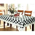 Kuber Industries Checks Print Table Cloth 6 Seater|Waterproof Dining Table Cover 6 Seater|Table Protector for Indoor &amp; Outdoor 90x60 (Black &amp; Cream)