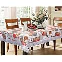Kuber Industries Checks Print Table Cloth 6 Seater|Waterproof Dining Table Cover 6 Seater|Table Protector for Indoor &amp; Outdoor 90x60 (Cream)