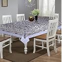 Kuber Industries Circle Print Table Cloth 6 Seater|Waterproof Dining Table Cover 6 Seater|Table Protector for Indoor &amp; Outdoor 90x60 (Black)