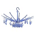 Kuber Industries Cloth Drying Hanger | 24 Clips Baby Drying Pegs | 360 Degree Rotatable Hanger | Clip Stand for Cloth | Folding| Blue