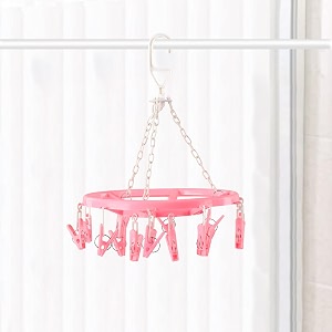 kuber industries cloth drying hanger  360 cloth drying stand  baby cloth drying pegs  16 clips clothes hanger for socks bras underwear amp towels  round cloth drying clips  pink