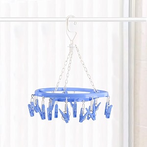 kuber industries cloth drying hanger  360 cloth drying stand  baby cloth drying pegs  16 clips clothes hanger for socks bras underwear amp towels  round cloth drying clips  blue 251x36x36 cm