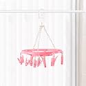Kuber Industries Cloth Drying Hanger | 360� Cloth Drying Stand | Baby Cloth Drying Pegs | 16 Clips Clothes Hanger for Socks, Bras, Underwear &amp; Towels | Round Cloth Drying Clips | Pink