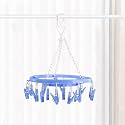 Kuber Industries Cloth Drying Hanger | 360° Cloth Drying Stand | Baby Cloth Drying Pegs | 16 Clips Clothes Hanger for Socks, Bras, Underwear &amp; Towels | Round Cloth Drying Clips | Blue