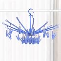 Kuber Industries Cloth Drying Hanger | 360° Cloth Drying Stand | Baby Cloth Drying Pegs | 24 Clips Clothes Hanger for Socks, Bras, Underwear & Towels | Folding Cloth Drying Clips | Blue