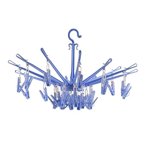 kuber industries plastic 360 degree portable folding clothes drying rack space saving travel rotatable clips green 32 clip kubmart15537
