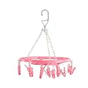 Kuber Industries Plastic 360 Degree Portable Folding Clothes Drying Rack Space Saving Travel Rotatable Clips (Green, 32 Clip, KUBMART15537)