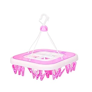 kuber industries plastic 360 degree portable folding clothes drying rack space saving travel rotatable clips green 32 clip kubmart15537