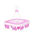 Kuber Industries Plastic 360 Degree Portable Folding Clothes Drying Rack Space Saving Travel Rotatable Clips (Green, 32 Clip, KUBMART15537)