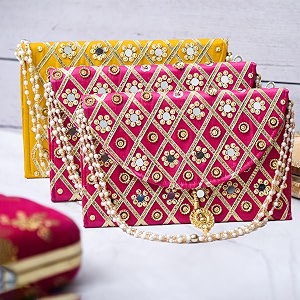 kuber industries clutch purse  hand purse  ladies hand purse with handle  traditional shagun purse  gifting clutch purse  mirror check purse  pack of 3  multicolor