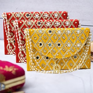 kuber industries clutch purse  hand purse  ladies hand purse with handle  traditional shagun purse  baby shower purse  gifting clutch purse  mirror check purse  pack of 3  multicolor