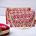 Kuber Industries Ladies Hand Purse with Handle | Traditional Shagun &amp; Baby Shower Clutch Purse | Mirror Check | Pack of 2 | Multicolor