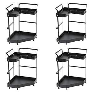 kuber industries 2-layer rotating spice rackcircular shelf for cabinet countertop360-degree rotable kitchen trolleyfruit basket dark green